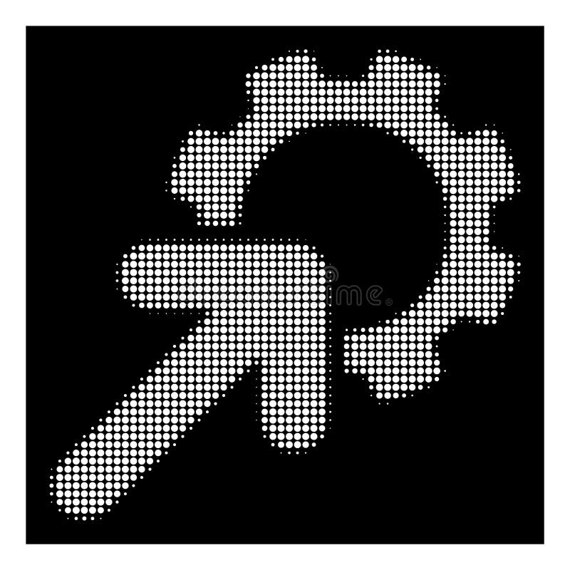White Halftone Integration Cog Icon vector illustration