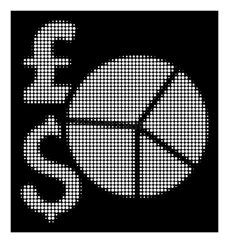 White Halftone Pound And Dollar Pie Chart Icon vector illustration White Halftone Pound And Dollar Pie Chart Icon vector illustration