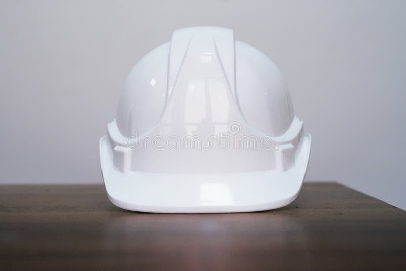 White Hard Hat on Table with White Background Stock Photo Image of