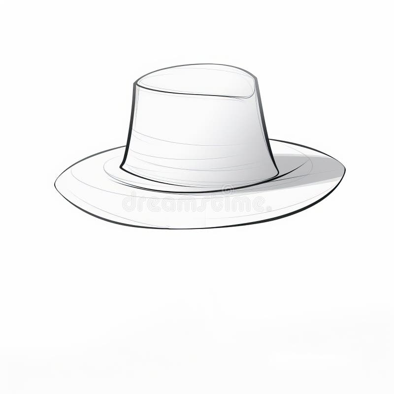 White Cartoon Hat with Brim Drawing in the Style of Sebastian Errazuriz ...