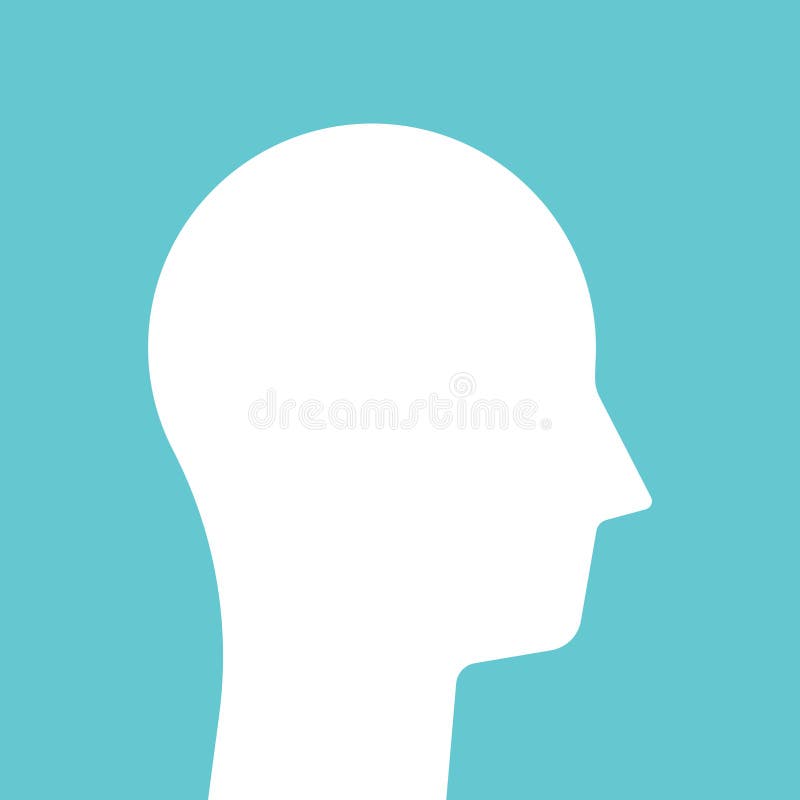 White head silhouette, turquoise