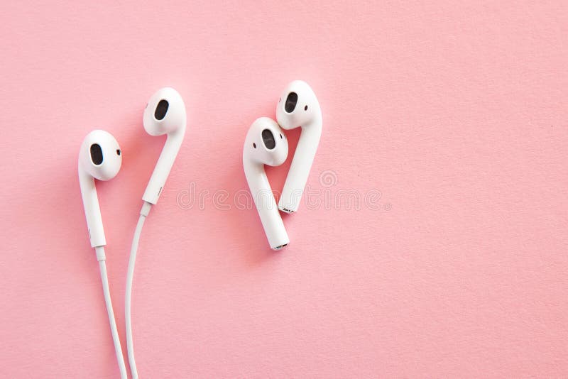 White Headphones Wireless Comparison with Wired Earphones, Pink Copy