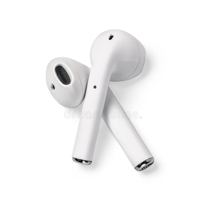 White headphones wireless earphones royalty free stock photos