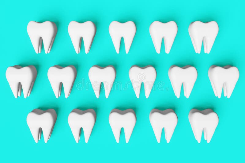 White healthy teeth motion 3D rendering pattern on blue background. National Dentist\'s Day Digital molar tooth anatomy royalty free illustration