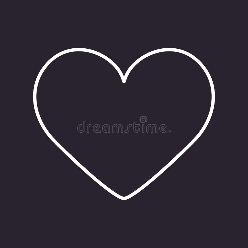 White Heart Outline on Black Background Stock Vector - Illustration of