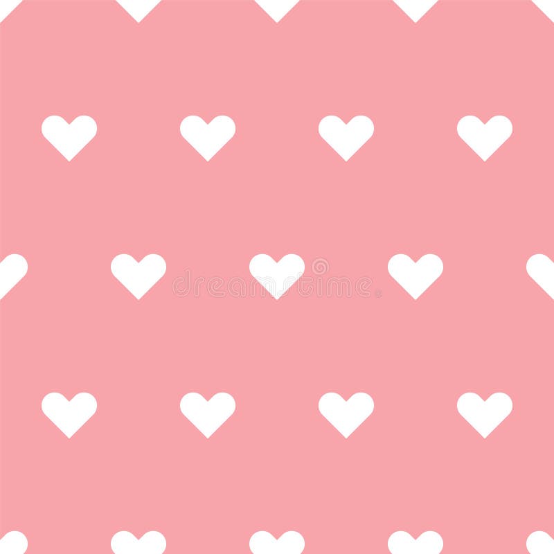 White Heart on Pink Background, Seamless Pattern Background. Valentine
