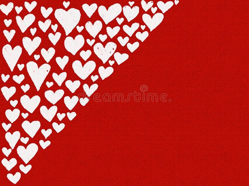 White heart on red grunge paper background