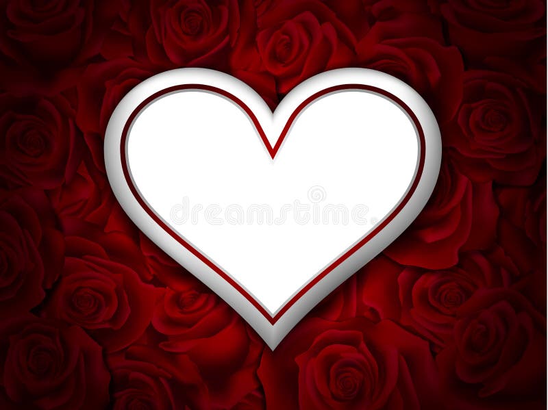 White Heart on Rose Background Stock Illustration Illustration of