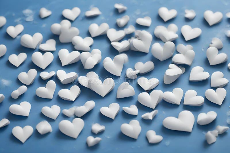White Hearts on Blue Background Stock Illustration Illustration of