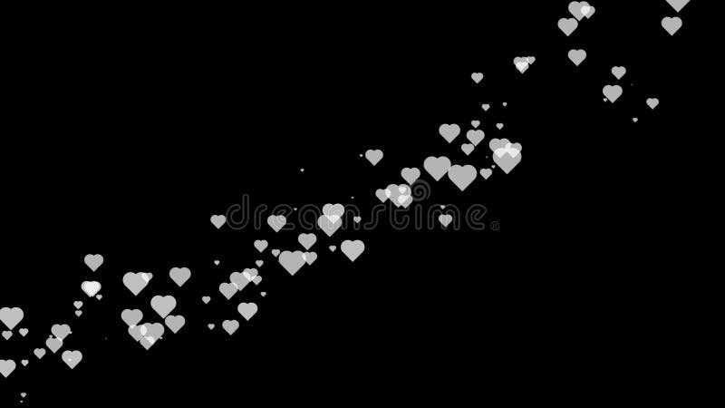 The white hearts in flat style floating on the air with black background. Romance concept