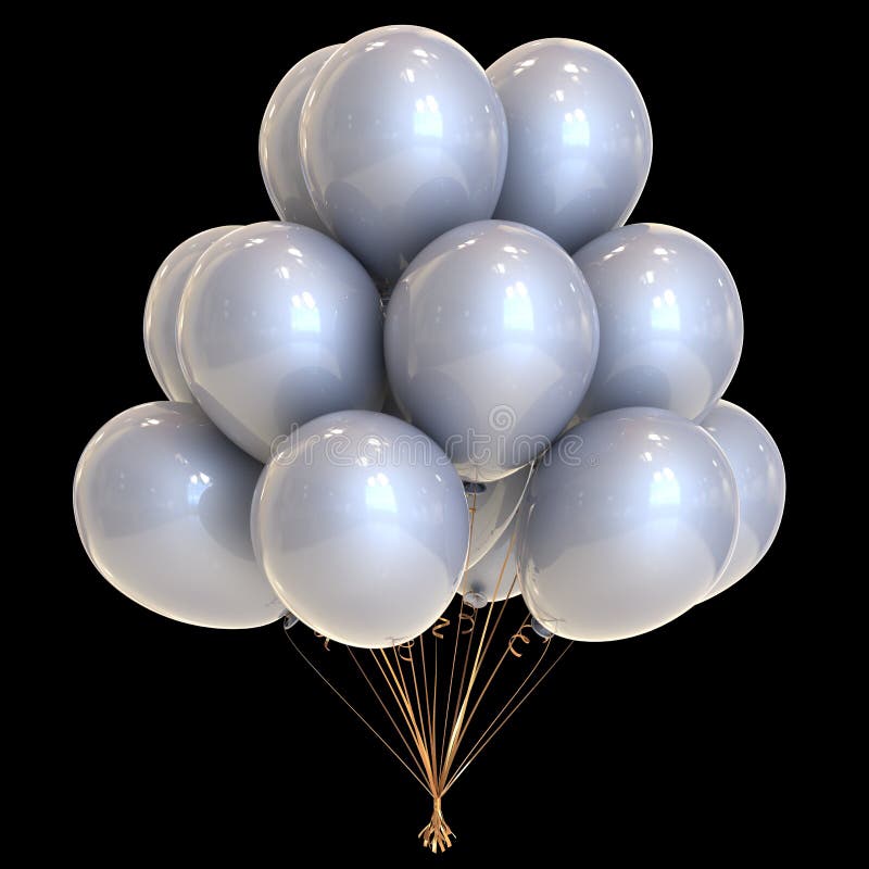 White Helium Balloons Party Decoration on Black Background Stock  Illustration - Illustration of blank, birthday: 116543939