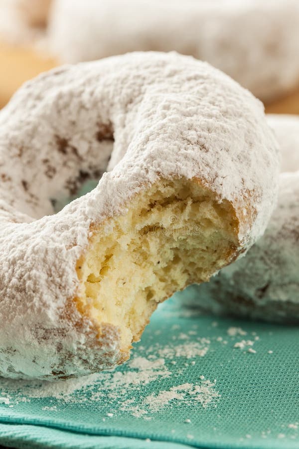White Homemade Powdered Donuts Stock Image Image of baked, ring 32776499