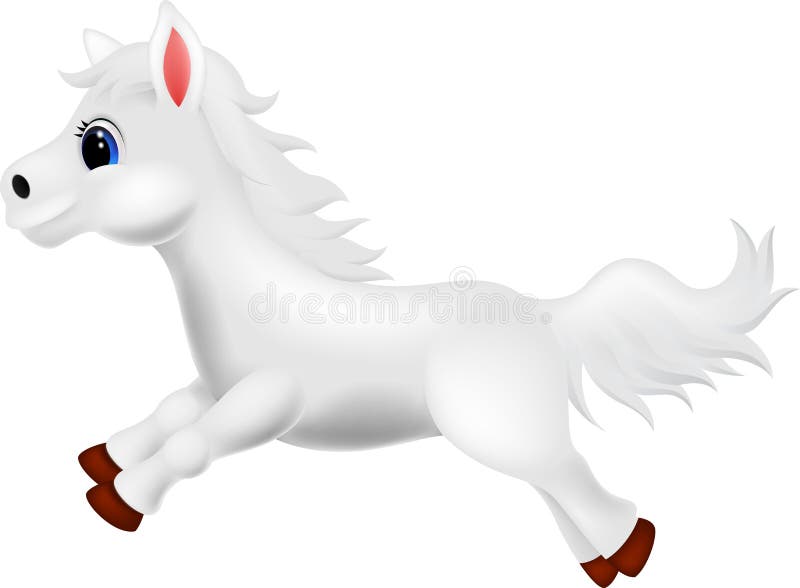 White Horse Cartoon Running Stock Vector Illustration of crazy, fast