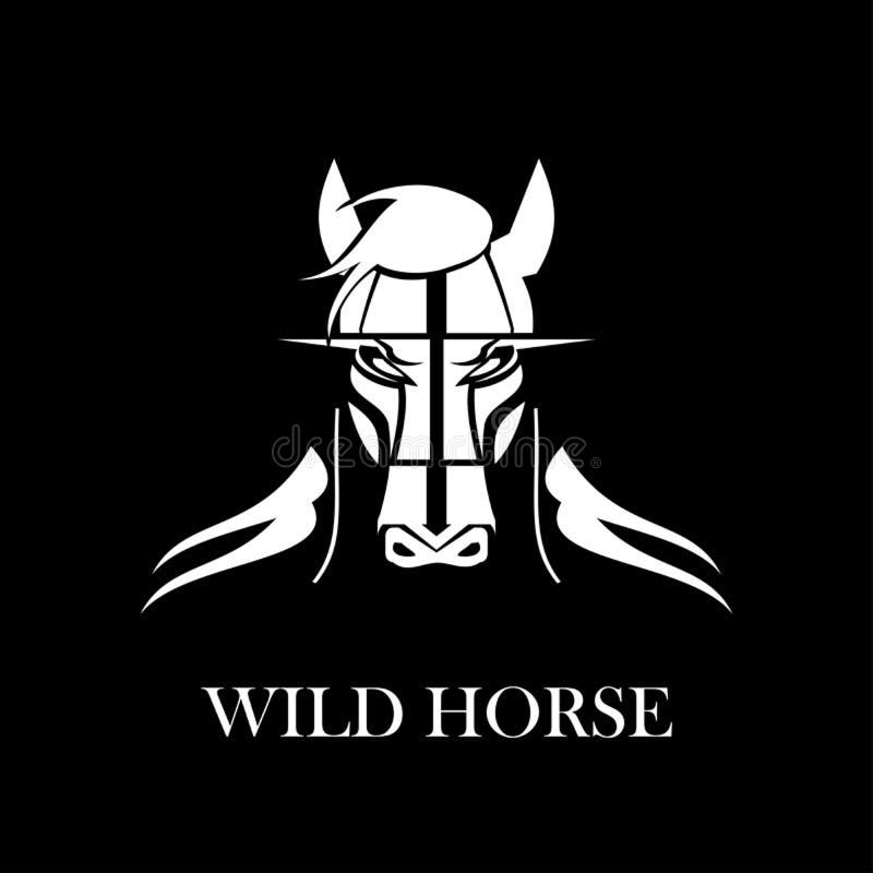 White horse head mascot on black royalty free illustration