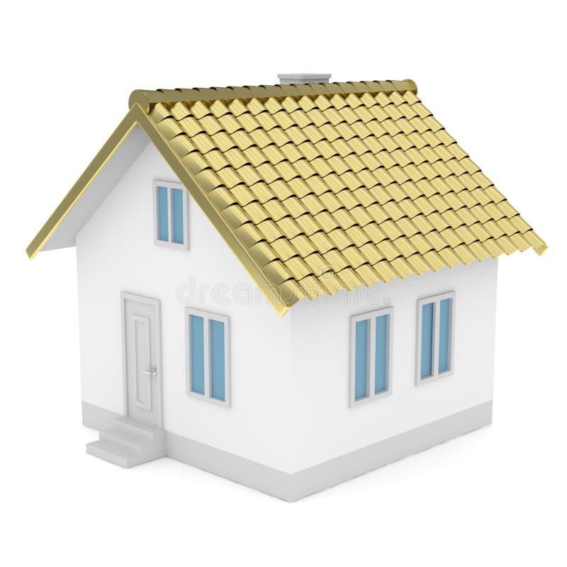 White House  With Golden  Roof  3D  Rendering Stock 