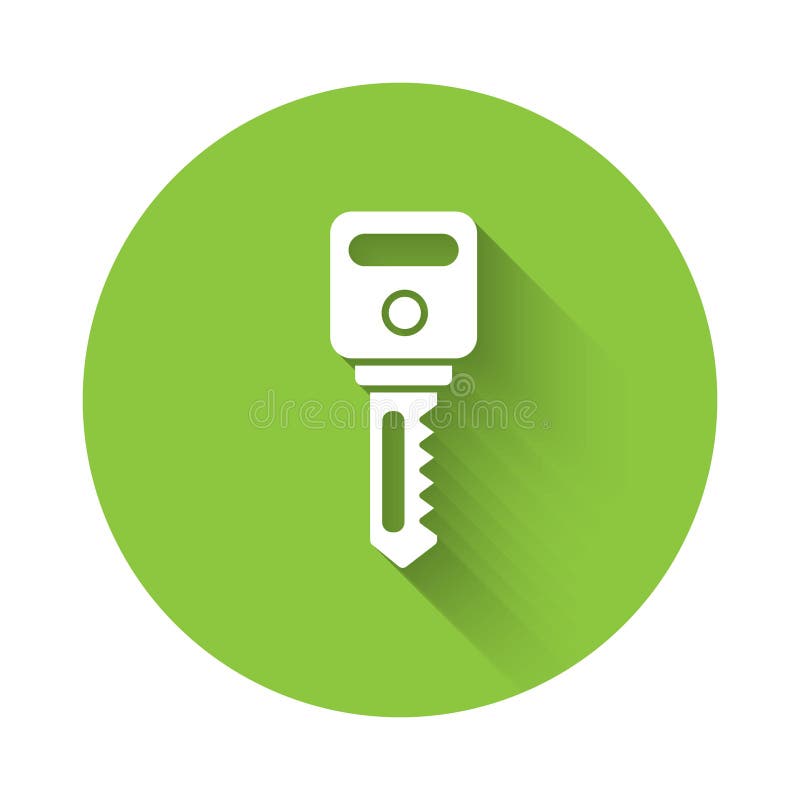 White House key icon isolated with long shadow. Green circle button. Vector royalty free illustration