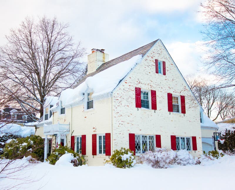 White House With Red Shutters Stock Photo Image 18226924