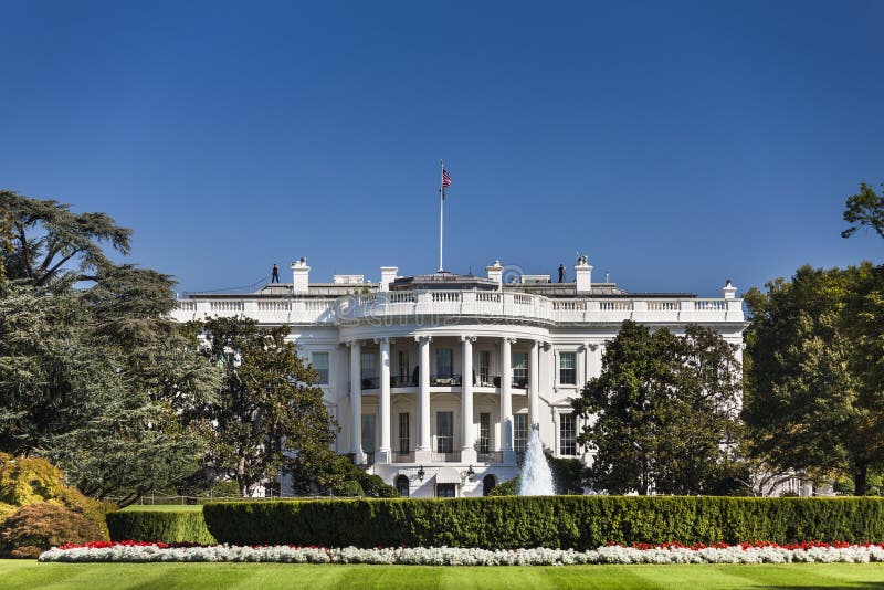 White House in Washington DC USA. The White House 1600 Pennsylvania Ave home of the President of the United States of America in Washington DC USA