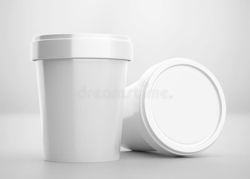 Download White Ice Cream Tub With Cap Mockup, 3d Rendered On Light Gray Background Stock Illustration ...