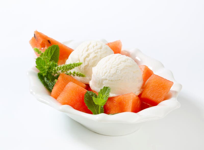 White Ice Cream with Watermelon Stock Image Image of icecream