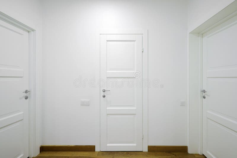 White Interior Doors in the White Corridor Stock Photo Image of