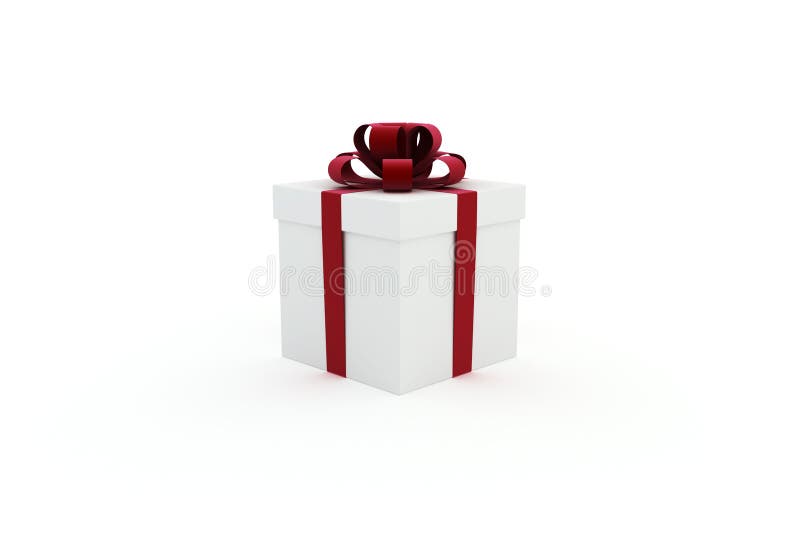 White isolated gift box with red bow