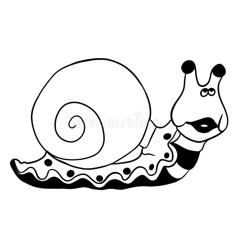 cartoon snail simple illustration art black lips