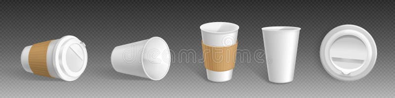 White isolated paper coffee cup vector mockup