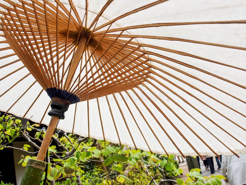 White Japanese umbrella stock image. Image of crafts 32231985