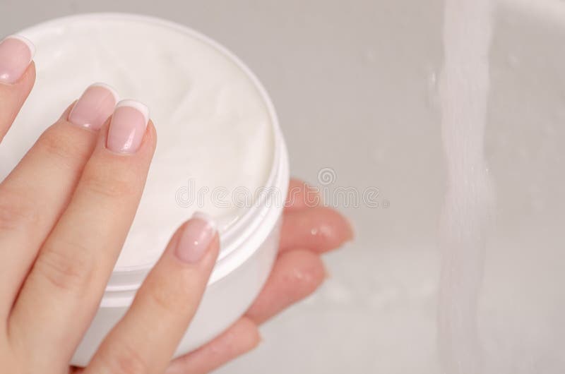 White Jar Cream in the Hands Stock Photo Image of healthy, bathroom