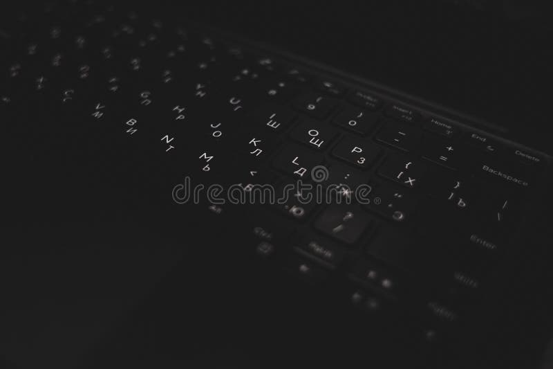 White Keyboard Letters on a Black Background Stock Image Image of