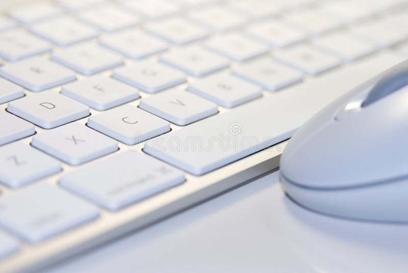 White keyboard and mouse. stock images
