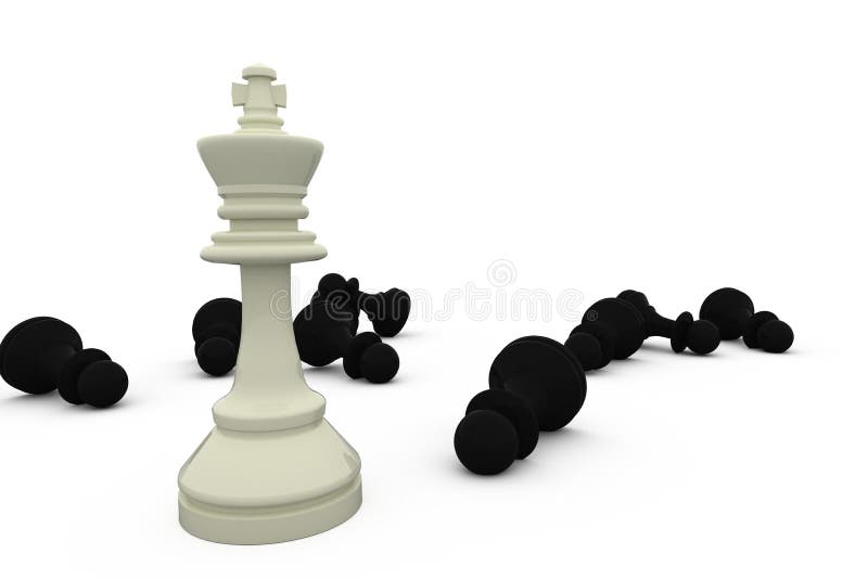 Chess Piece 3d Illustration Banner Of Pieces With A Fallen Pawn