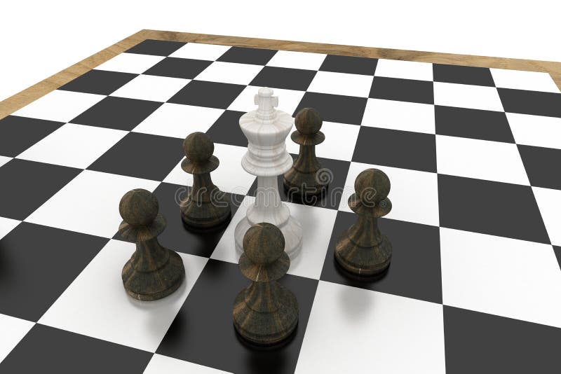 White King Surrounded by Black Pawns Stock Illustration Illustration