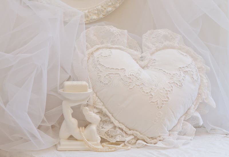 White Lace Heart Pillow and Soap Dish