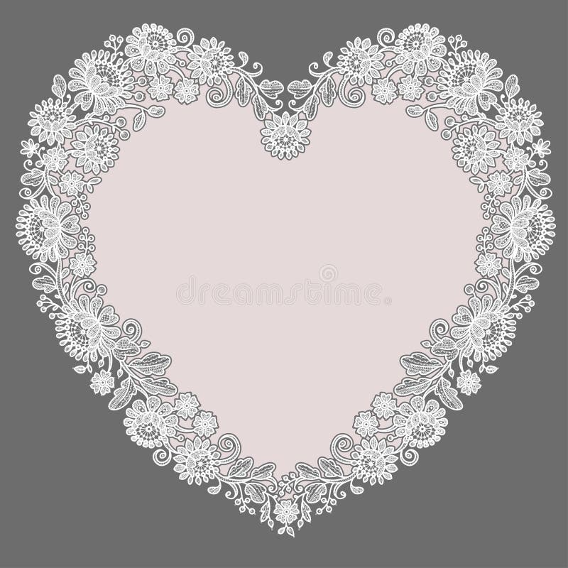 Download White Lace. Heart Shape Frame. Pink Background. Stock ...