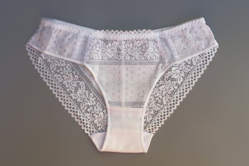 White Lace Panties on a Gray Background. Stock Image - Image of ...