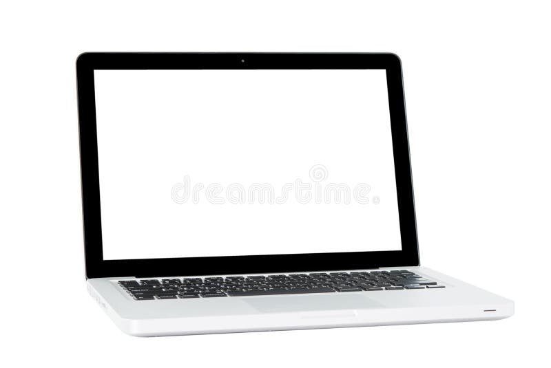 White Laptop With Blank Screen Isolated Editorial Photography Image