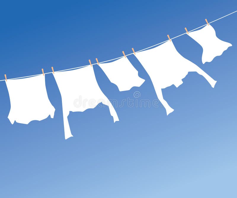 Biela pranie visí na suché na oblečenie-line.