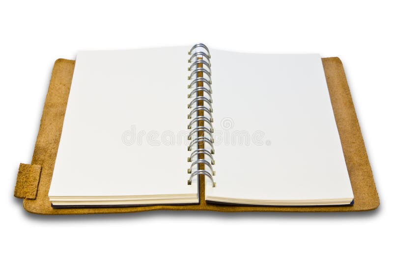 White leather notebook isolated stock images
