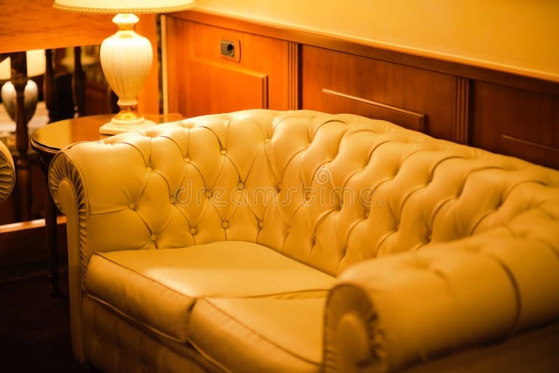 White Leather Sofa in Hotel Stock Photo Image of luxury, hotel 64158612