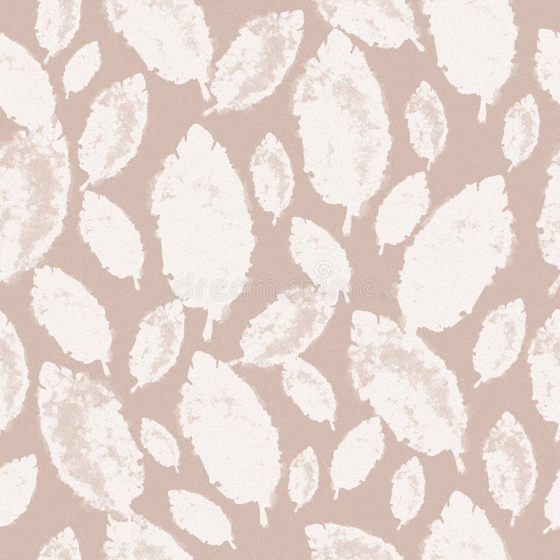 White Leaves on a Pale Background, Seamless Pattern Stock Illustration
