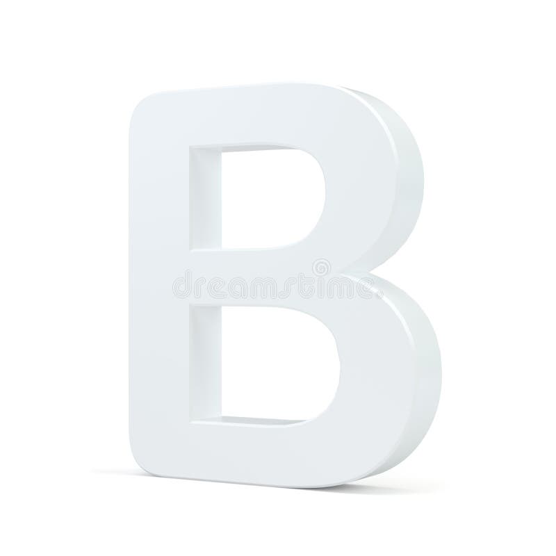 White Letter B Isolated on White Background. 3d Rendering Stock