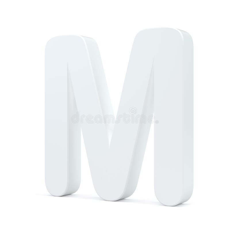 White Letter M Isolated on White Background. 3d Rendering Stock