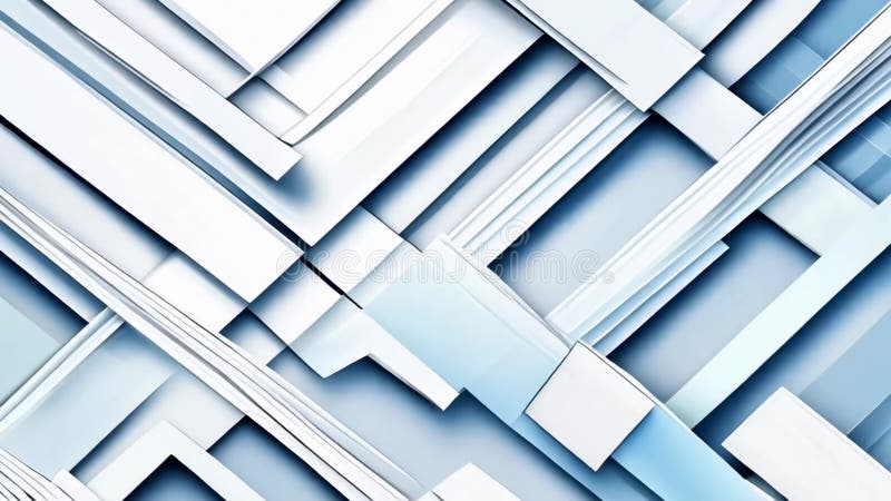 White and light blue geometric abstract pattern background moving smoothly stock illustration