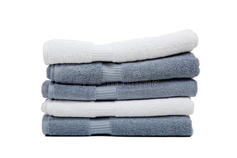 White and Light Blue or Gray Towels on White Stock Image Image of