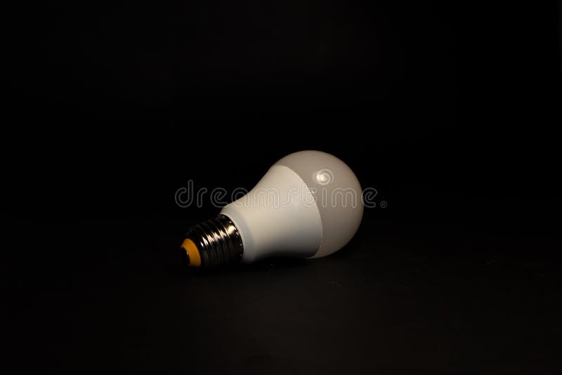 White Light Bulb E27 on a Black Background Stock Image Image of light