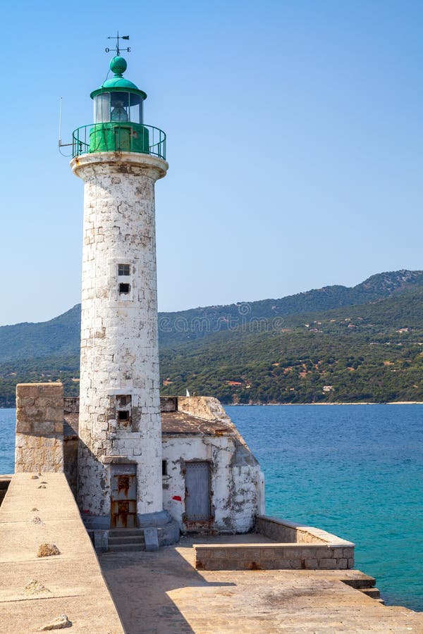 White lighthouse, Propriano, Corsica, France