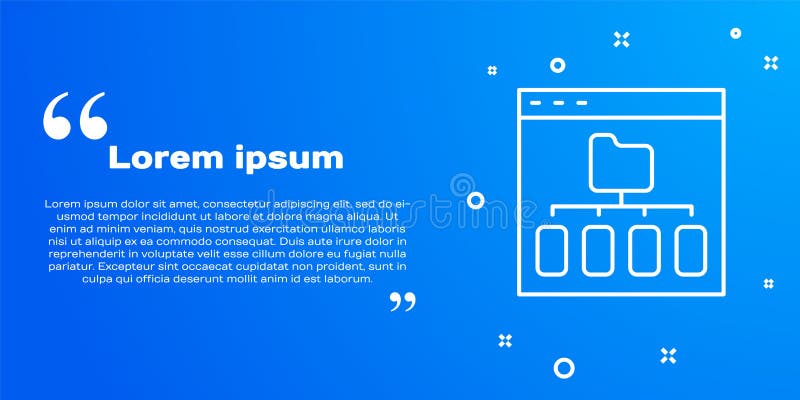 White line Browser files icon isolated on blue background. Vector royalty free illustration