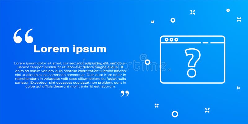 White line Browser with question mark icon isolated on blue background. Internet communication protocol. Vector royalty free illustration